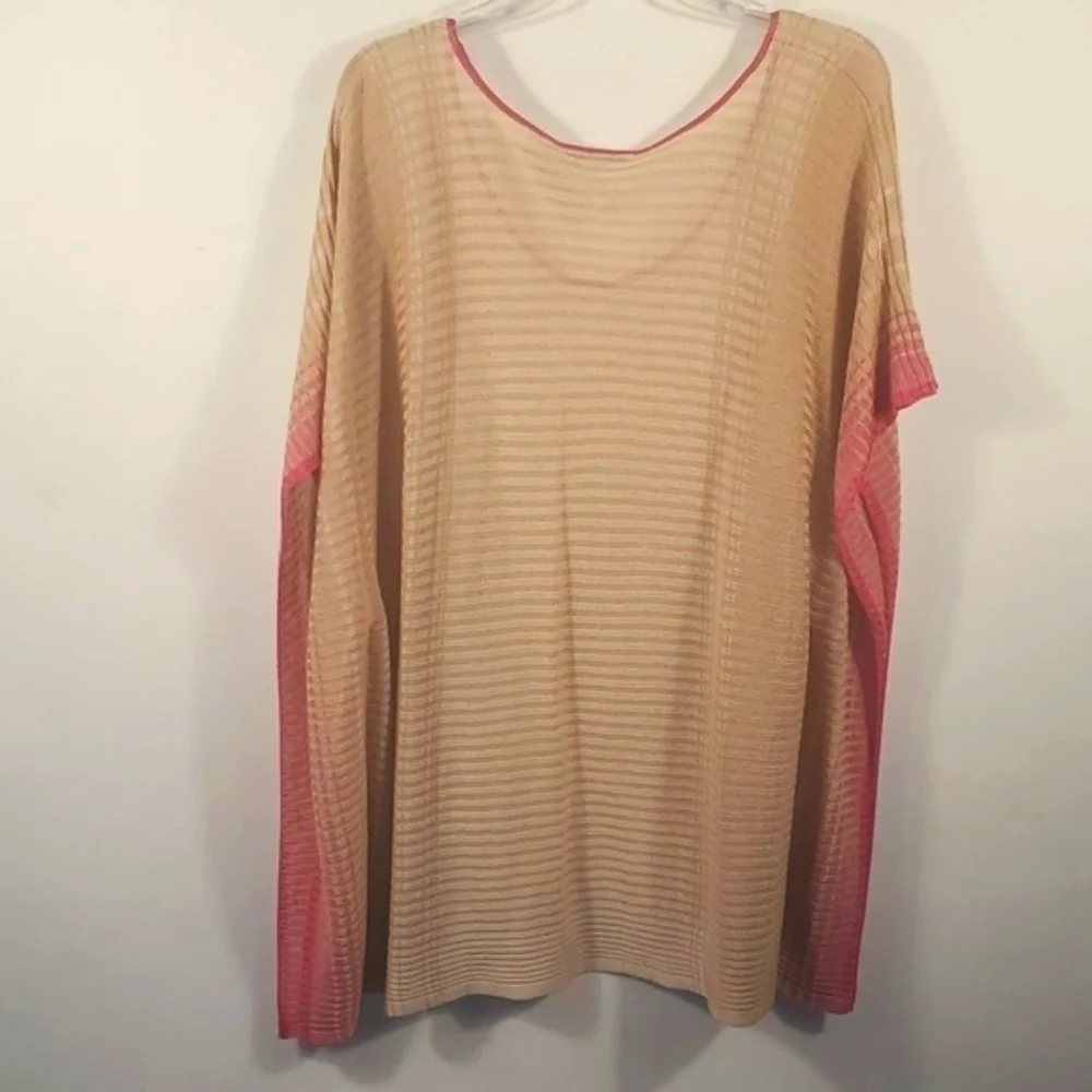 Coldwater Creek Tan Poncho Sweater With Sleeves M/L Drape